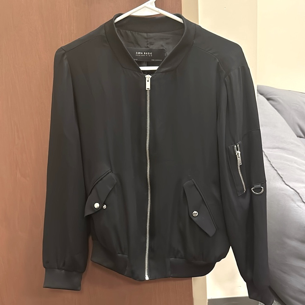 Zara Black Bomber Jacket